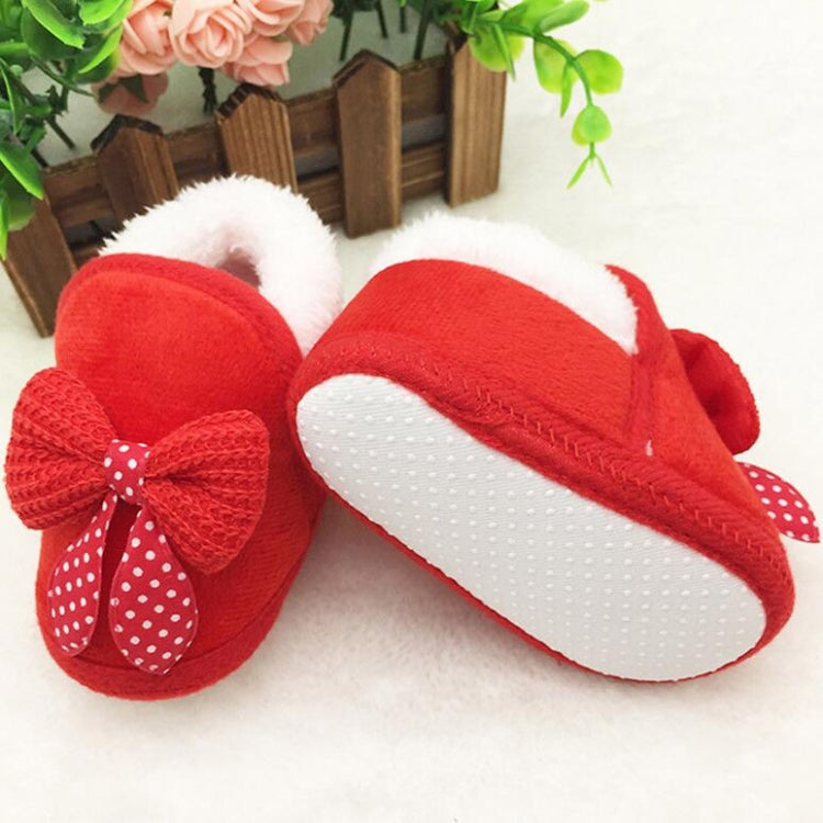 Spring Autumn and Winter Baby Cotton Shoes Boots Thick Warm Soft Bottom Bow Toddler Shoes, Size:14