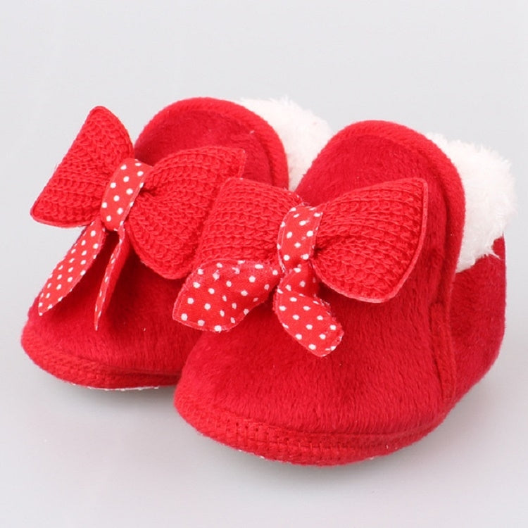 Spring Autumn and Winter Baby Cotton Shoes Boots Thick Warm Soft Bottom Bow Toddler Shoes, Size:14