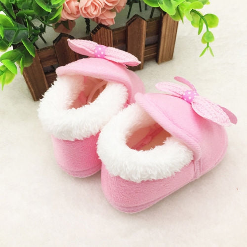 Spring Autumn and Winter Baby Cotton Shoes Boots Thick Warm Soft Bottom Bow Toddler Shoes, Size:14