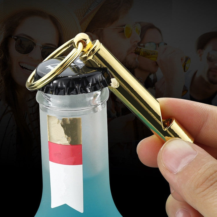 2 PCS Metal Whistle Bottle Opener Keychain Creative Multifunctional Key Ring Pendant, Color:Gold
