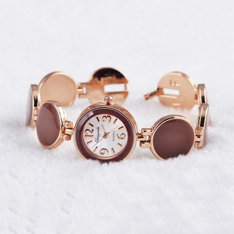 Women Round Dial Bracelet Quartz Wristwatch