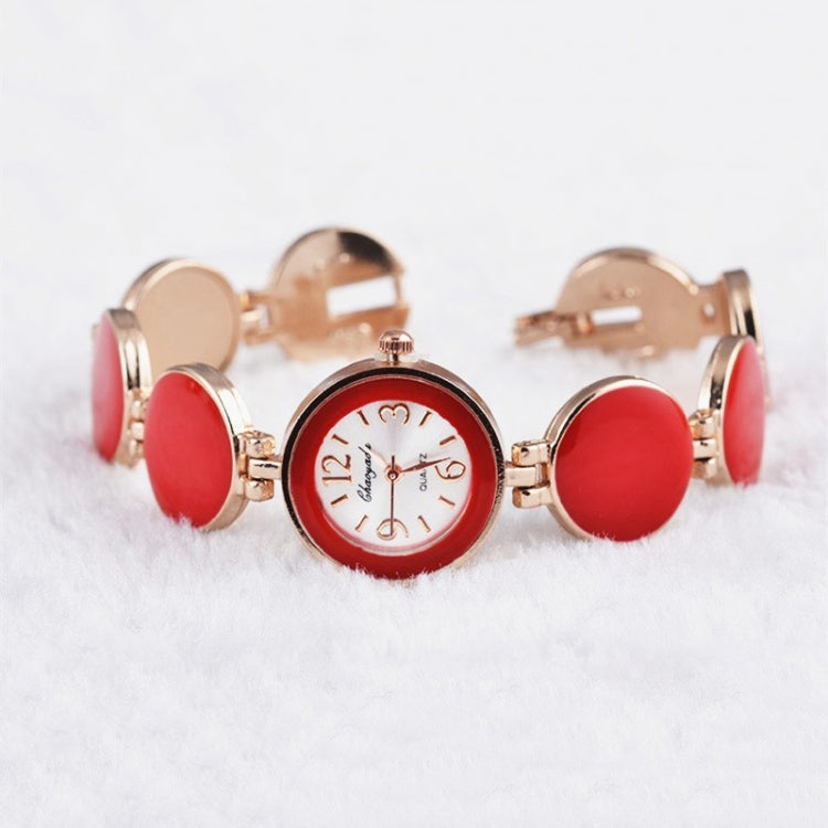 Women Round Dial Bracelet Quartz Wristwatch