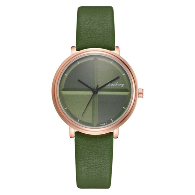 Women Simple Style Two-color Round Dial PU Belt Quartz Watch