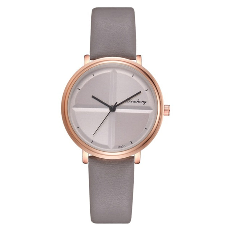 Women Simple Style Two-color Round Dial PU Belt Quartz Watch