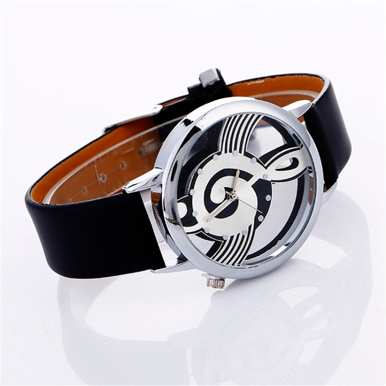 Musical Notation Shaped Dial Leather Belt Quartz Watch for Women / Men