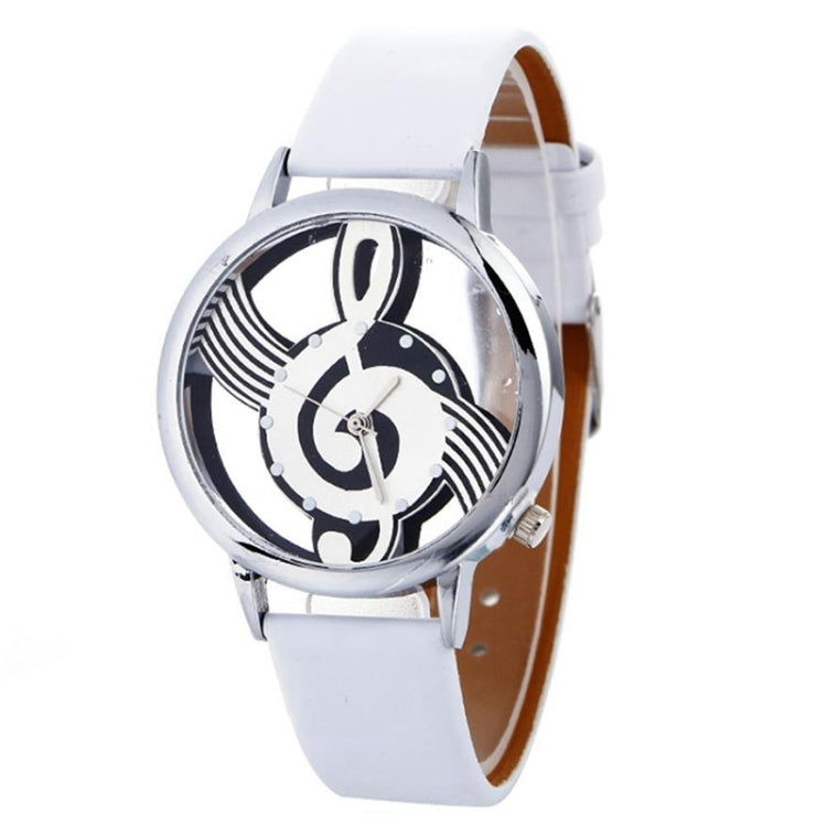 Musical Notation Shaped Dial Leather Belt Quartz Watch for Women / Men