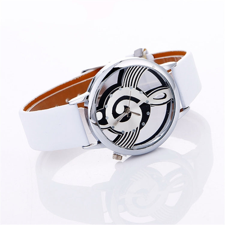 Musical Notation Shaped Dial Leather Belt Quartz Watch for Women / Men