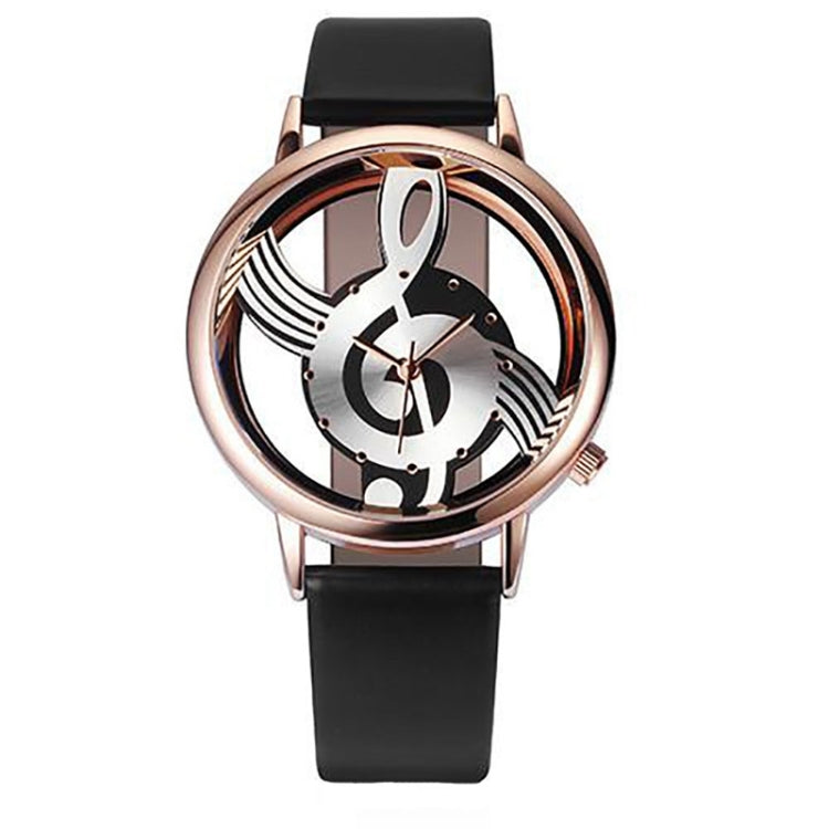 Musical Notation Shaped Dial Leather Belt Quartz Watch for Women / Men