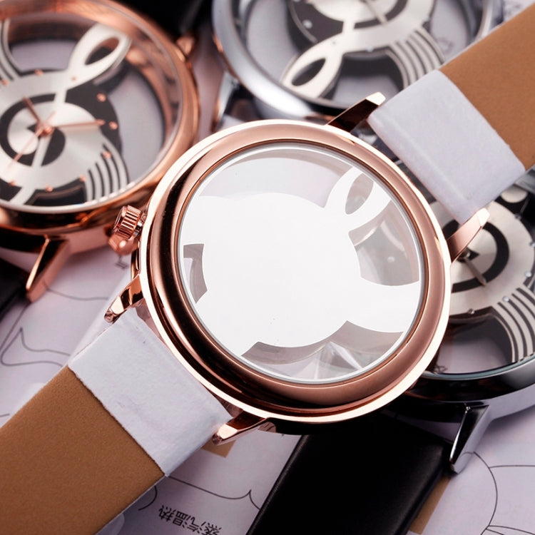 Musical Notation Shaped Dial Leather Belt Quartz Watch for Women / Men