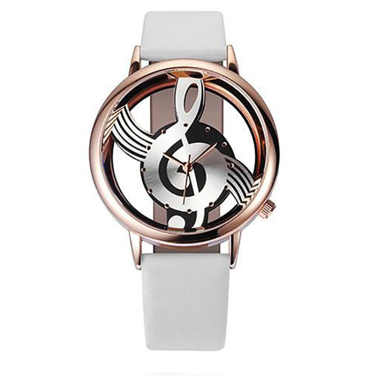 Musical Notation Shaped Dial Leather Belt Quartz Watch for Women / Men