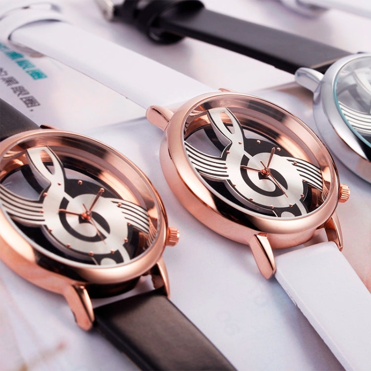 Musical Notation Shaped Dial Leather Belt Quartz Watch for Women / Men
