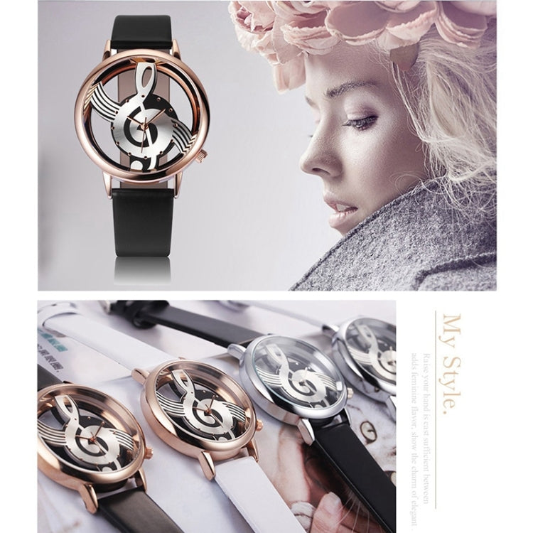 Musical Notation Shaped Dial Leather Belt Quartz Watch for Women / Men