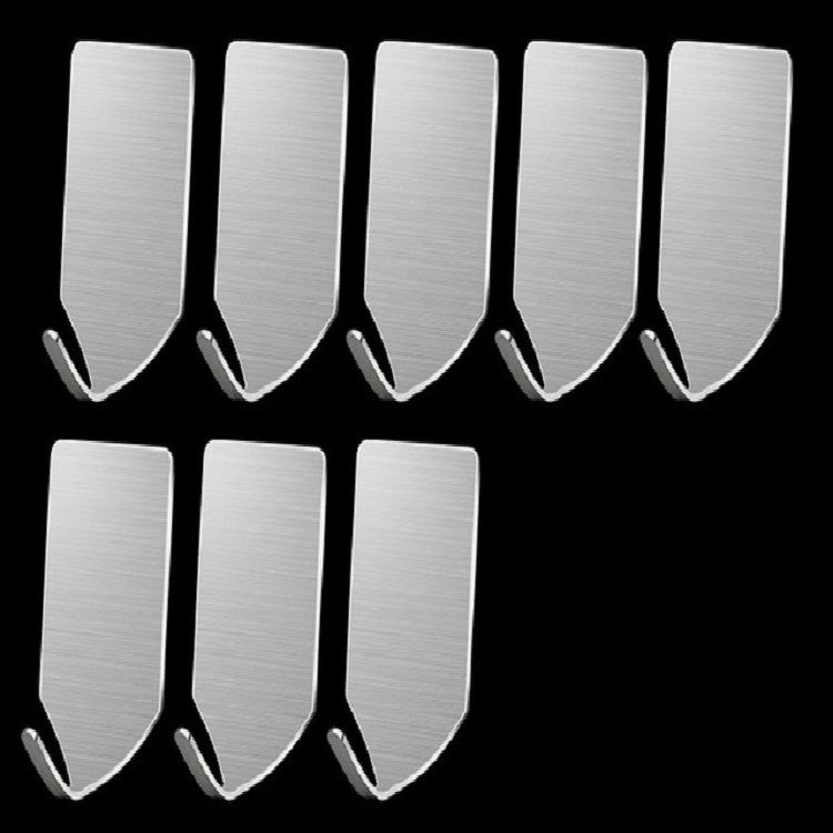 8 PCS Fine Hook Wall Free Punch Hook Stainless Steel Kitchen Bathroom Glue Hook Coat Hook