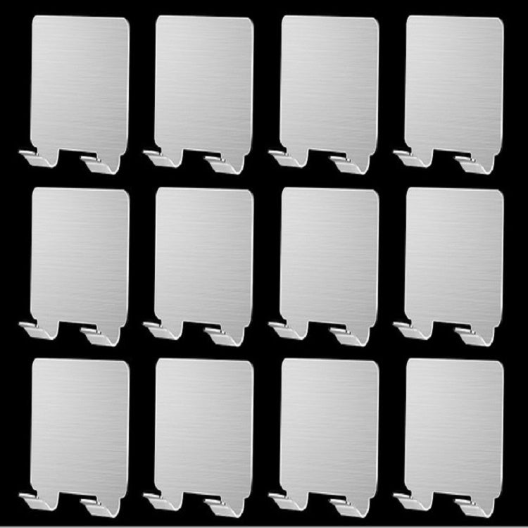 12 PCS Double Hook Wall Free Punch Hook Stainless Steel Kitchen Bathroom Glue Hook Coat Hook