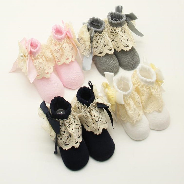 3 Pairs Baby Big Lace Socks Cotton Socks Baby Socks