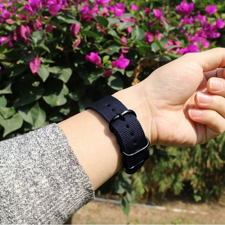 Washable Nylon Canvas Watchband, Band Width:24mm