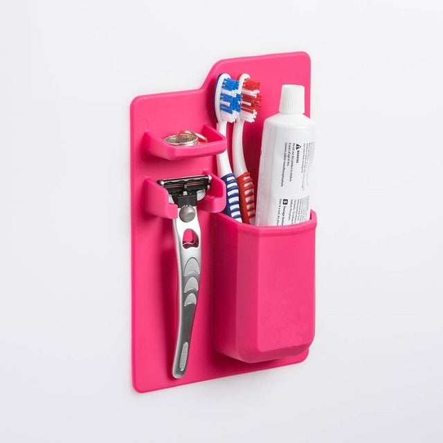 Bathroom Silicone Toothbrush Toothpaste Storage Box Shaver Storage Stand Cosmetic Mirror Toothbrush Holder