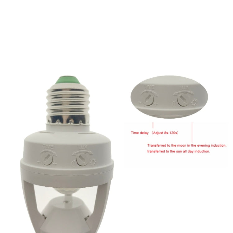 360 Degrees PIR Induction Motion Sensor IR Infrared Human E27 Plug Socket Switch Base LED Bulb Lamp Holder, AC 110-220V