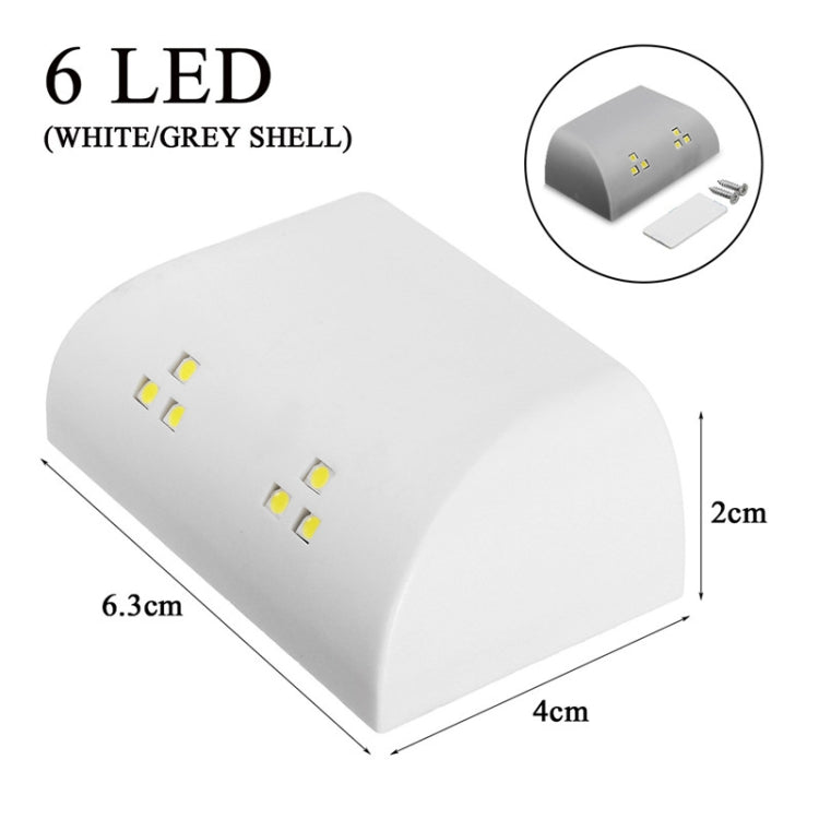 6 LEDs PIR Motion Sensor Intelligent LED Night Light for Wardrobe Drawer Bedroom(Gray)