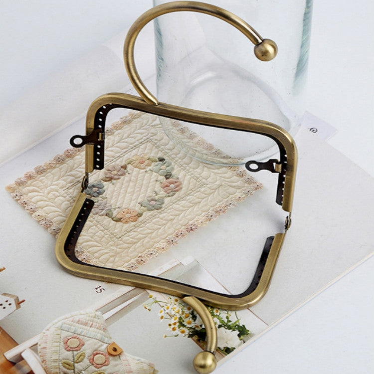 Square Frame Handbag Purse Metal Handle Accessories