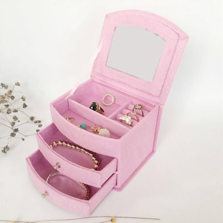 Velvet Three Layers Portable Multi-functional Necklace Rings Jewelry Boxes