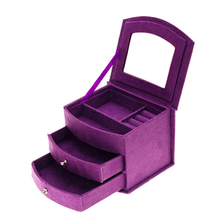 Velvet Three Layers Portable Multi-functional Necklace Rings Jewelry Boxes