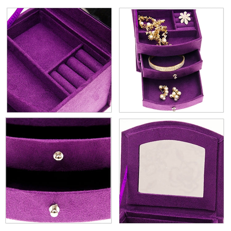 Velvet Three Layers Portable Multi-functional Necklace Rings Jewelry Boxes
