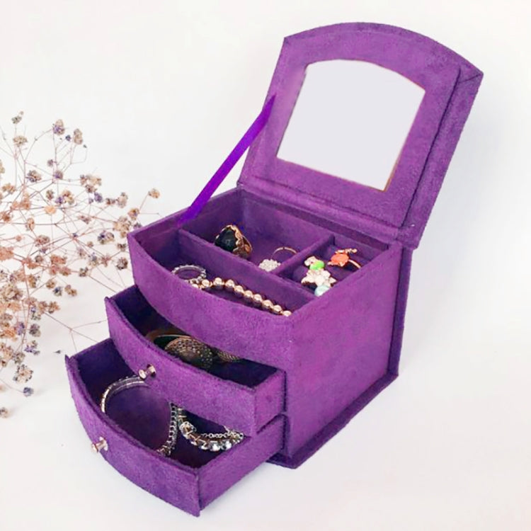 Velvet Three Layers Portable Multi-functional Necklace Rings Jewelry Boxes