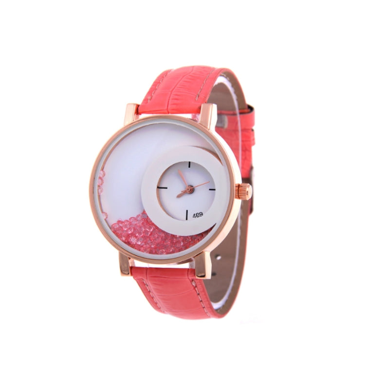Women Crystal Sands Snake Skin Texture Leather Belt Watch