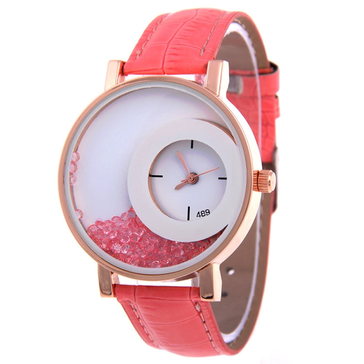 Women Crystal Sands Snake Skin Texture Leather Belt Watch
