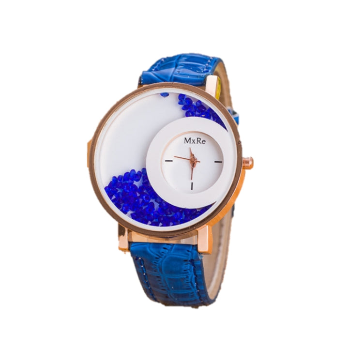 Women Crystal Sands Snake Skin Texture Leather Belt Watch
