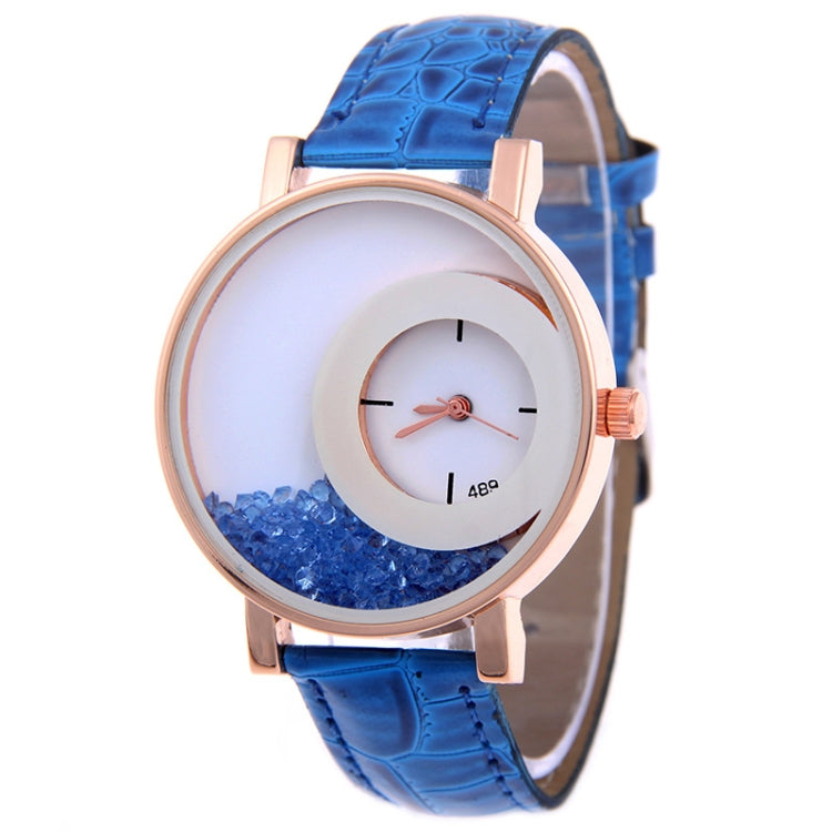 Women Crystal Sands Snake Skin Texture Leather Belt Watch