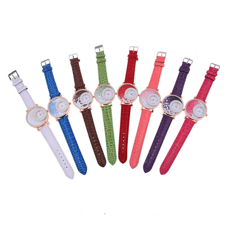 Women Crystal Sands Snake Skin Texture Leather Belt Watch