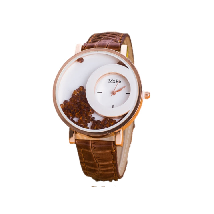 Women Crystal Sands Snake Skin Texture Leather Belt Watch