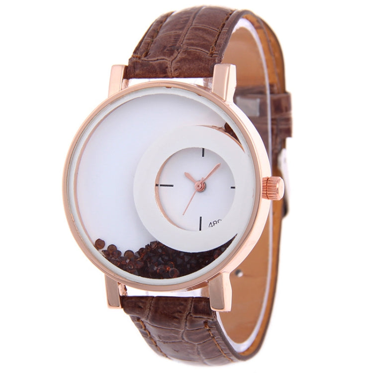 Women Crystal Sands Snake Skin Texture Leather Belt Watch