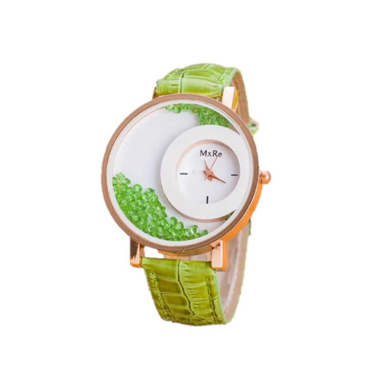 Women Crystal Sands Snake Skin Texture Leather Belt Watch