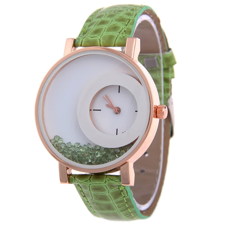 Women Crystal Sands Snake Skin Texture Leather Belt Watch