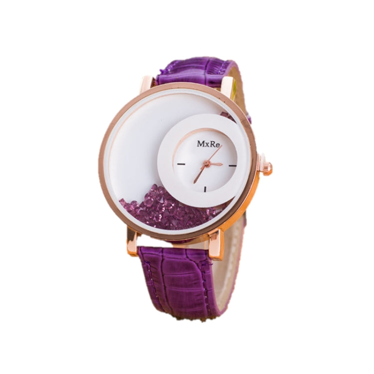 Women Crystal Sands Snake Skin Texture Leather Belt Watch