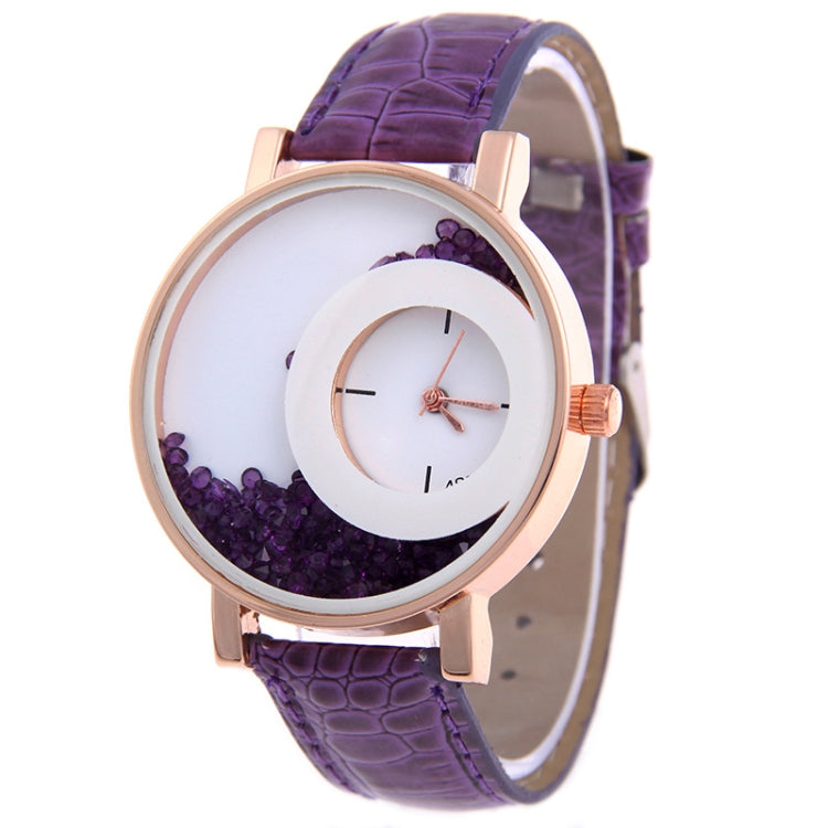 Women Crystal Sands Snake Skin Texture Leather Belt Watch