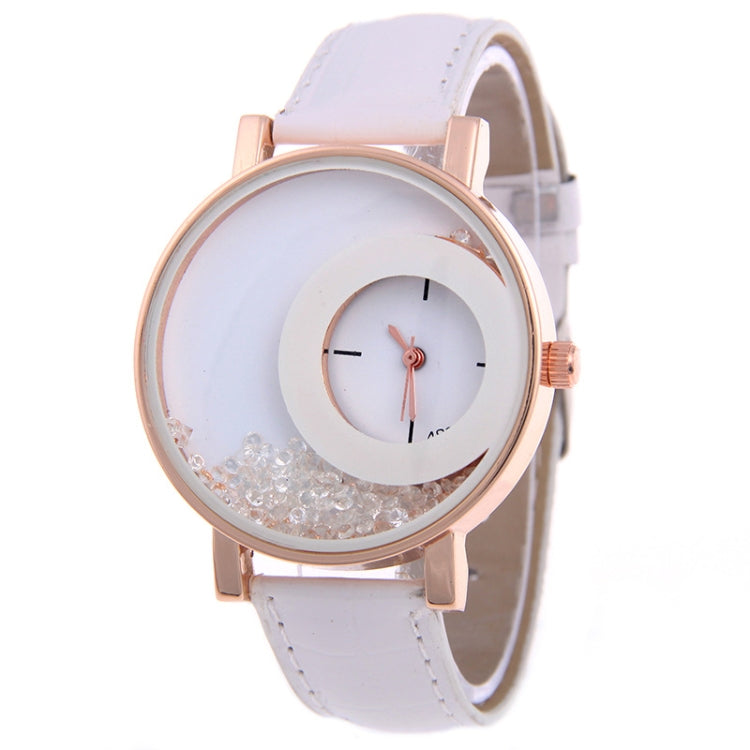 Women Crystal Sands Snake Skin Texture Leather Belt Watch