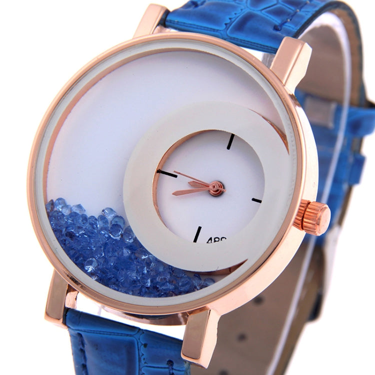 Women Crystal Sands Snake Skin Texture Leather Belt Watch