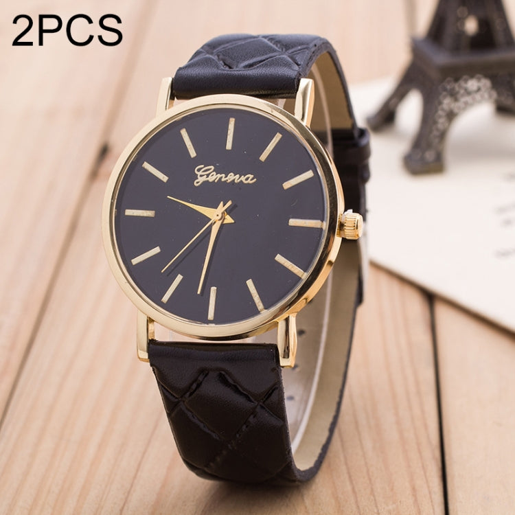 2 PCS Casual Simple Sofa Leather Quartz Couple Watch