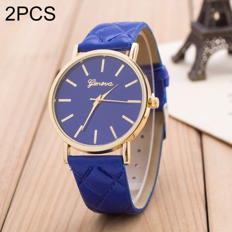 2 PCS Casual Simple Sofa Leather Quartz Couple Watch
