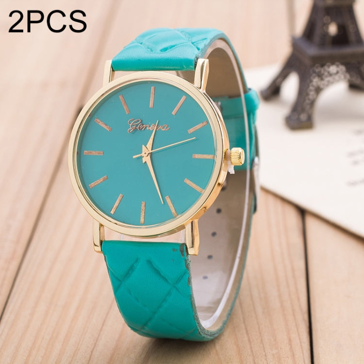 2 PCS Casual Simple Sofa Leather Quartz Couple Watch