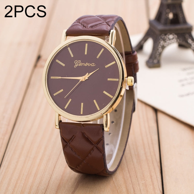 2 PCS Casual Simple Sofa Leather Quartz Couple Watch
