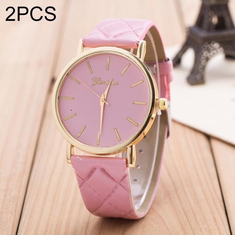 2 PCS Casual Simple Sofa Leather Quartz Couple Watch