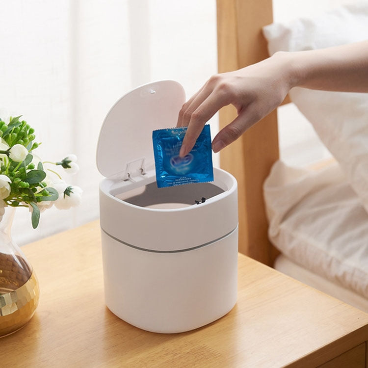 Household Mini Desktop Trash Can Covered Debris Storage Cleaning Cylinder Box, Style:Flip Lip
