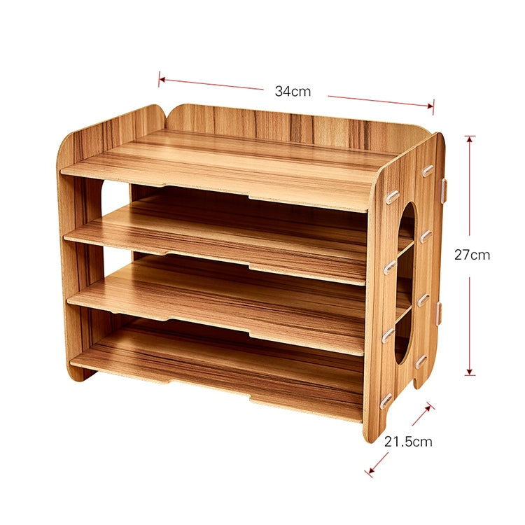 Creative Home Office Desktop 4 Layers File Organizer Wood Document Letter Holder Tray Multi-storey Shelf