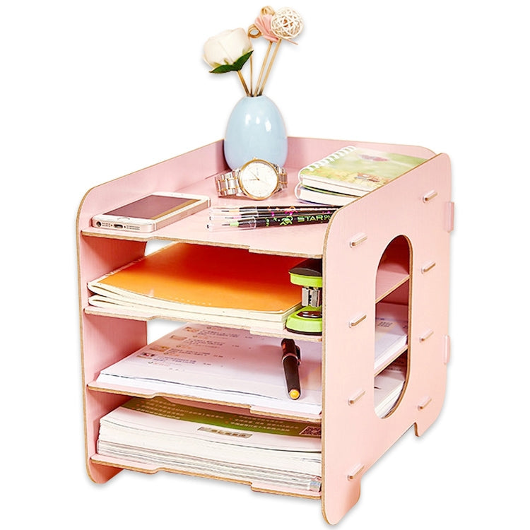 Creative Home Office Desktop 4 Layers File Organizer Wood Document Letter Holder Tray Multi-storey Shelf