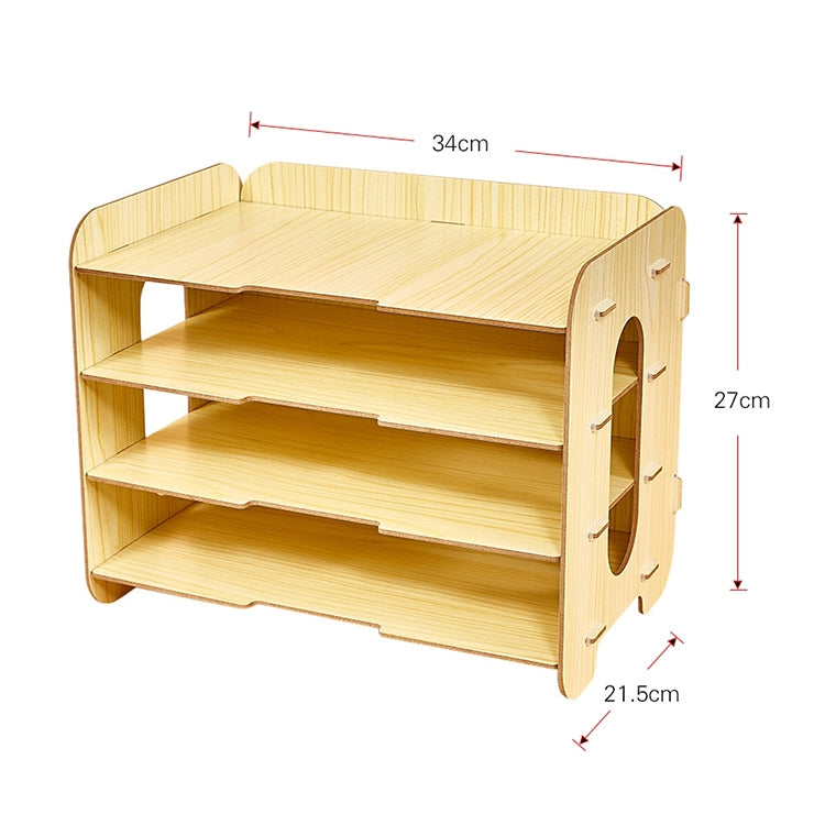Creative Home Office Desktop 4 Layers File Organizer Wood Document Letter Holder Tray Multi-storey Shelf